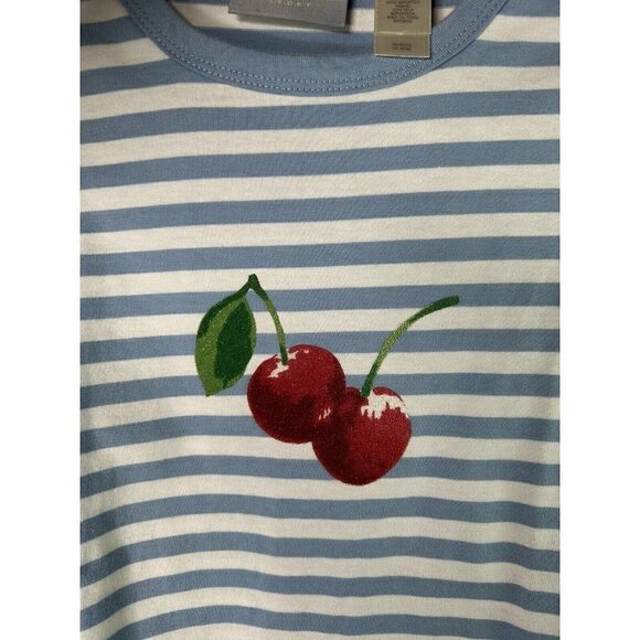 First Issue Liz Claiborne Blue White Striped Cherry Tank y2K Size Medium… - Picture 10 of 11